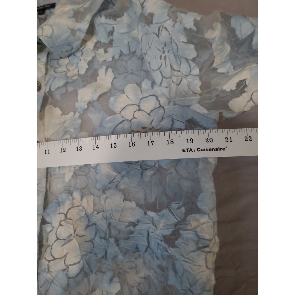 Vtg. Cynthia Max Women SZ Med. Semi sheer Floral Jacket lt. Blue floral boho USA - Picture 8 of 12